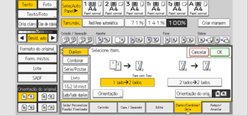Ilustração do ecrã do painel de operação