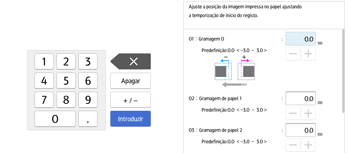 Ilustração do ecrã do painel de operação