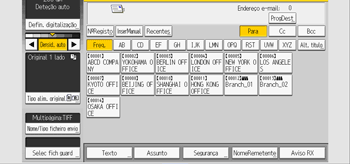 Ilustração do ecrã do painel de operação