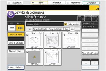Ilustração do ecrã do painel de operação