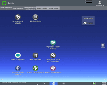 Ilustração do ecrã do painel de operação