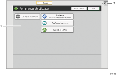 Ilustração com numeração do ecrã do painel de operação