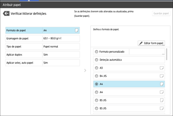 Ilustração do ecrã do painel de operação