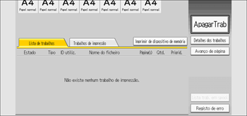 Ilustração do ecrã do painel de operação