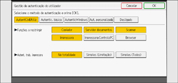 Ilustração do ecrã do painel de operação