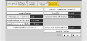 Ilustração do ecrã do painel de operação