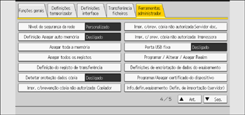 Ilustração do ecrã do painel de operação