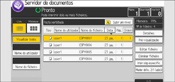 Ilustração do ecrã do painel de operação