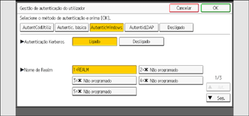 Ilustração do ecrã do painel de operação