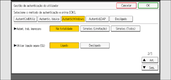 Ilustração do ecrã do painel de operação
