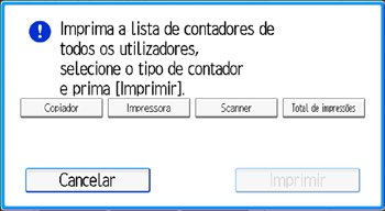 Ilustração do ecrã do painel de operação