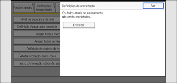Ilustração do ecrã do painel de operação