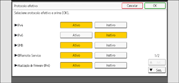 Ilustração do ecrã do painel de operação