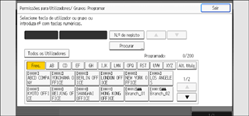 Ilustração do ecrã do painel de operação
