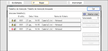 Ilustração do ecrã do painel de operação