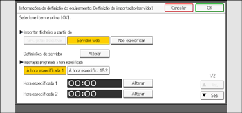 Ilustração do ecrã do painel de operação
