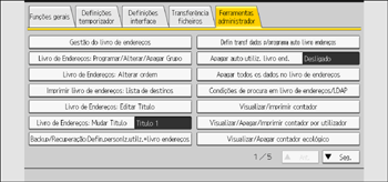 Ilustração do ecrã do painel de operação