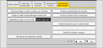 Ilustração do ecrã do painel de operação