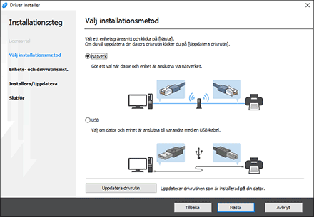 Bild på installation av drivrutin