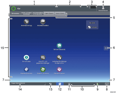 Bild på användarpanelen (numrerade detaljer)
