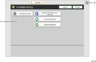 Bild av användarpanelen (numrerade detaljer)