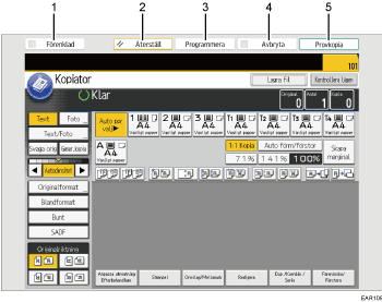 Bild av användarpanelen (numrerade detaljer)
