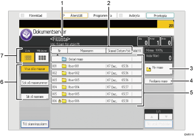 Bild på användarpanelen (numrerade detaljer)