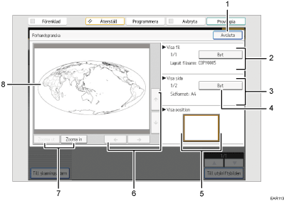 Bild på användarpanelen (numrerade detaljer)