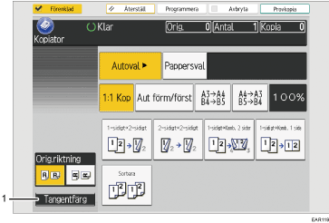 Bild på användarpanelen (numrerade detaljer)