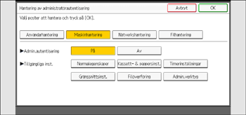 Bild på användarpanelens skärm