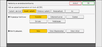 Bild på användarpanelens skärm