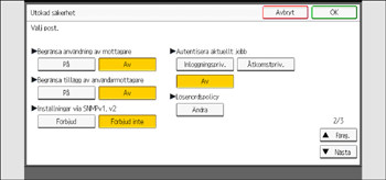 Bild på användarpanelens skärm