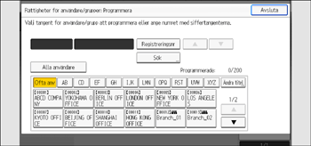 Bild på användarpanelens skärm
