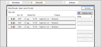 Bild på användarpanelens skärm