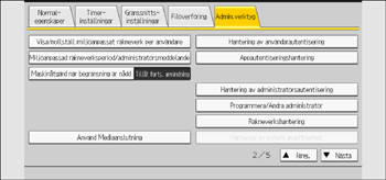Bild på användarpanelens skärm