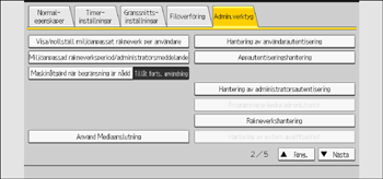 Bild på användarpanelens skärm