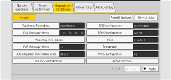 Bild på användarpanelens skärm