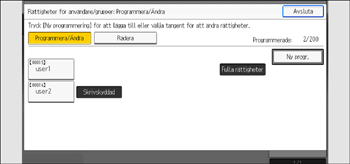 Bild på användarpanelens skärm