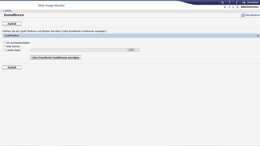 Webbrowser-Bildschirmdarstellung