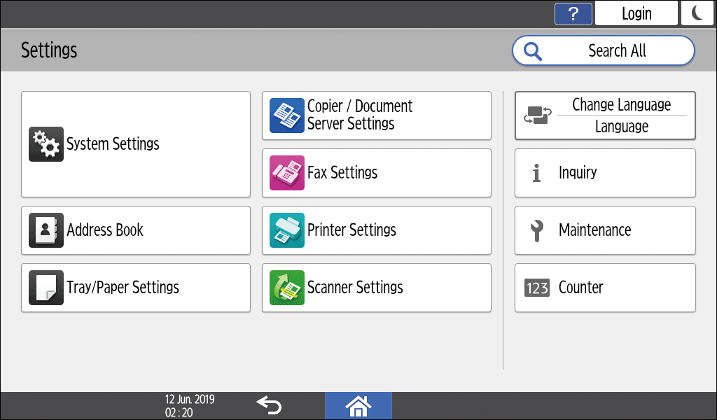 Operation panel screen illustration