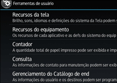 Ilustração da tela do painel de operação