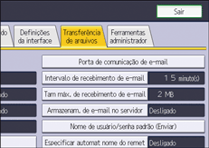 Ilustração da tela do painel de operação