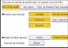 Ilustração da tela do painel de operação