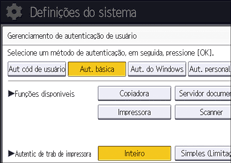 Ilustração da tela do painel de operação