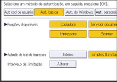 Ilustração da tela do painel de operação