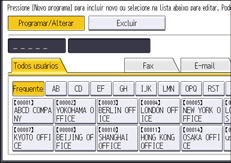 Ilustração da tela do painel de operação