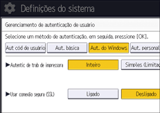 Ilustração da tela do painel de operação
