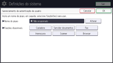 Ilustração da tela do painel de operação