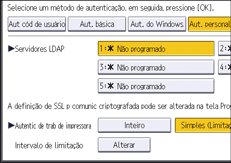 Ilustração da tela do painel de operação
