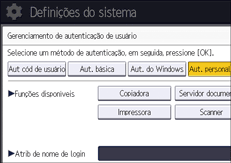 Ilustração da tela do painel de operação